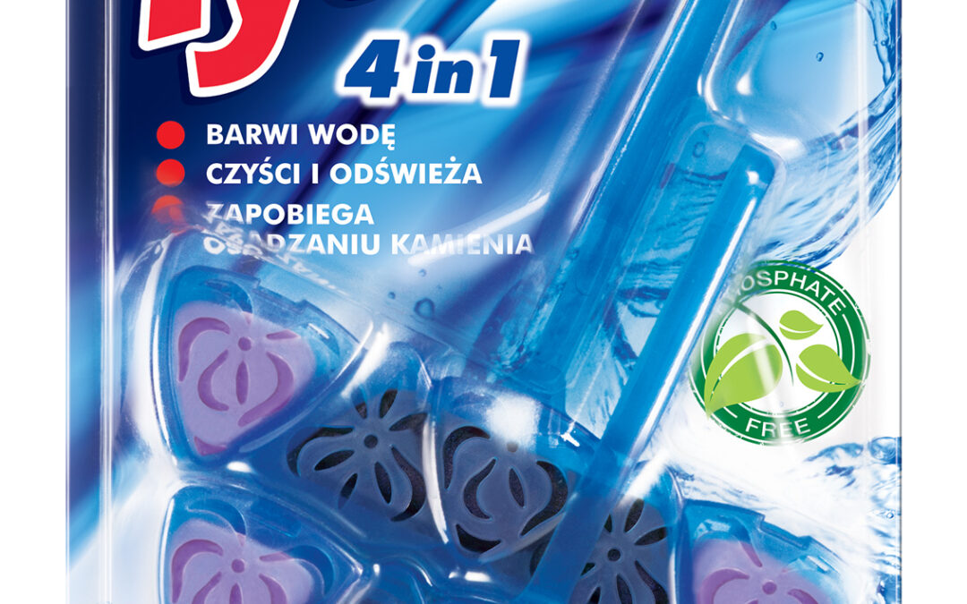 Czterofunkcyjna zawieszka do WC Tytan Violet Water 2x40g