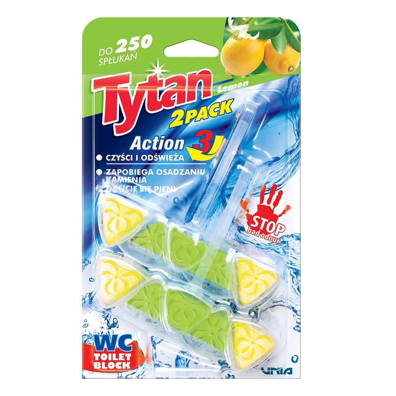 Kostka toaletowa do WC Tytan Action 3 Lemon 2x40g