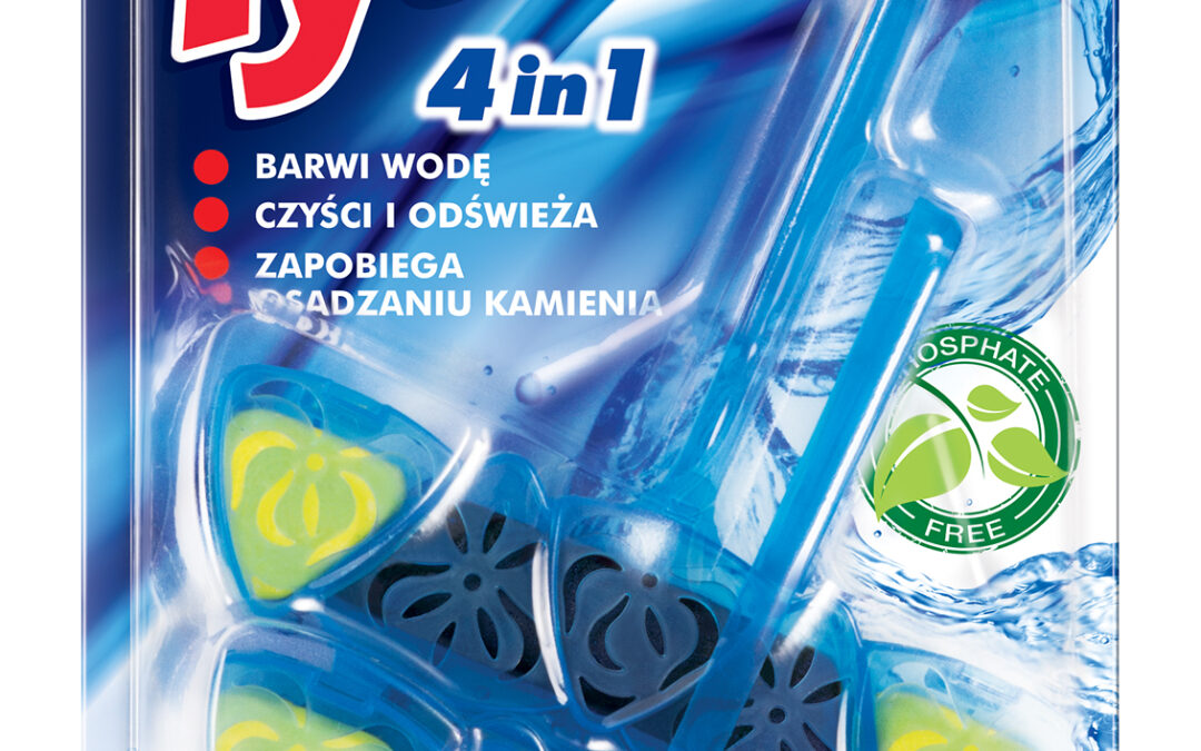 Czterofunkcyjna zawieszka do WC Tytan Blue Water Limonka 2x40g