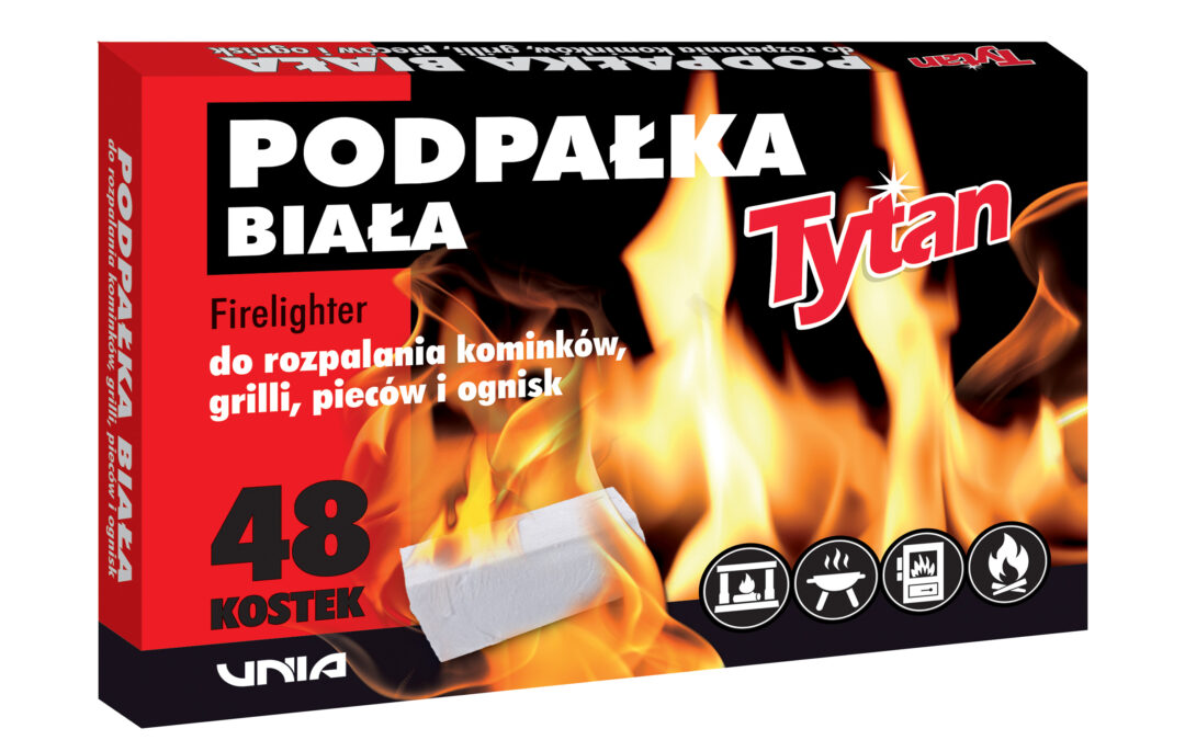 Podpałka biała Tytan do rozpalania kominków, grilli, pieców 48 kostek